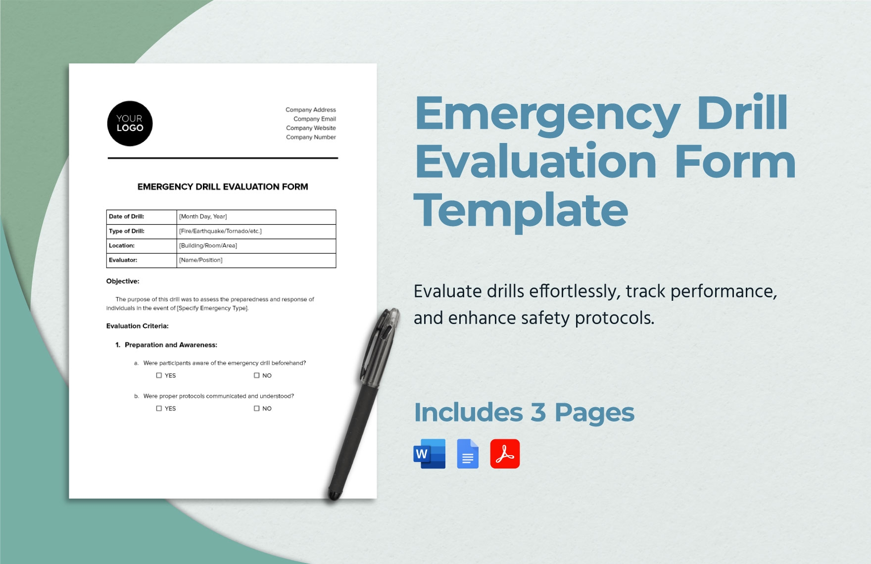 Emergency Drill Evaluation Form Template In PDF Word Google Docs Download Template