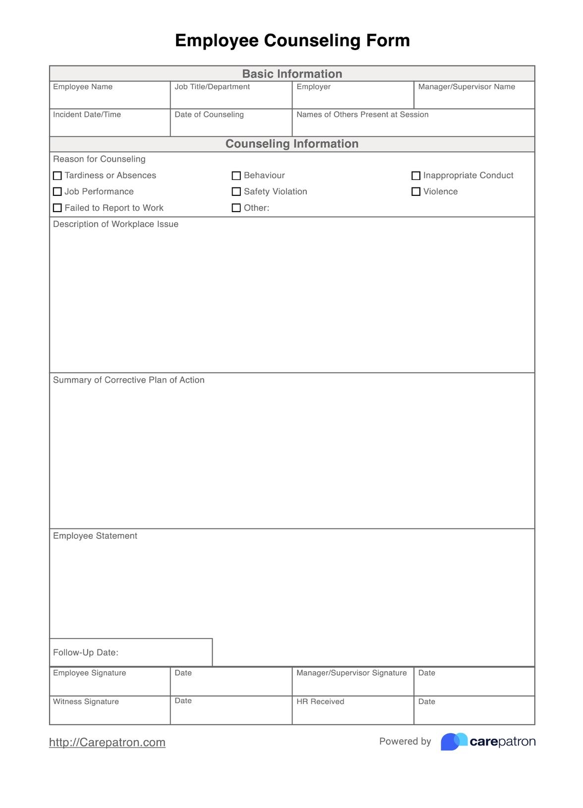 Employee Coaching Form Template