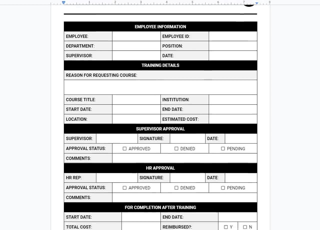 Employee Training Request Form HR Professional Development Application Form HR Training Enrollment Request Continuing Education Request Etsy