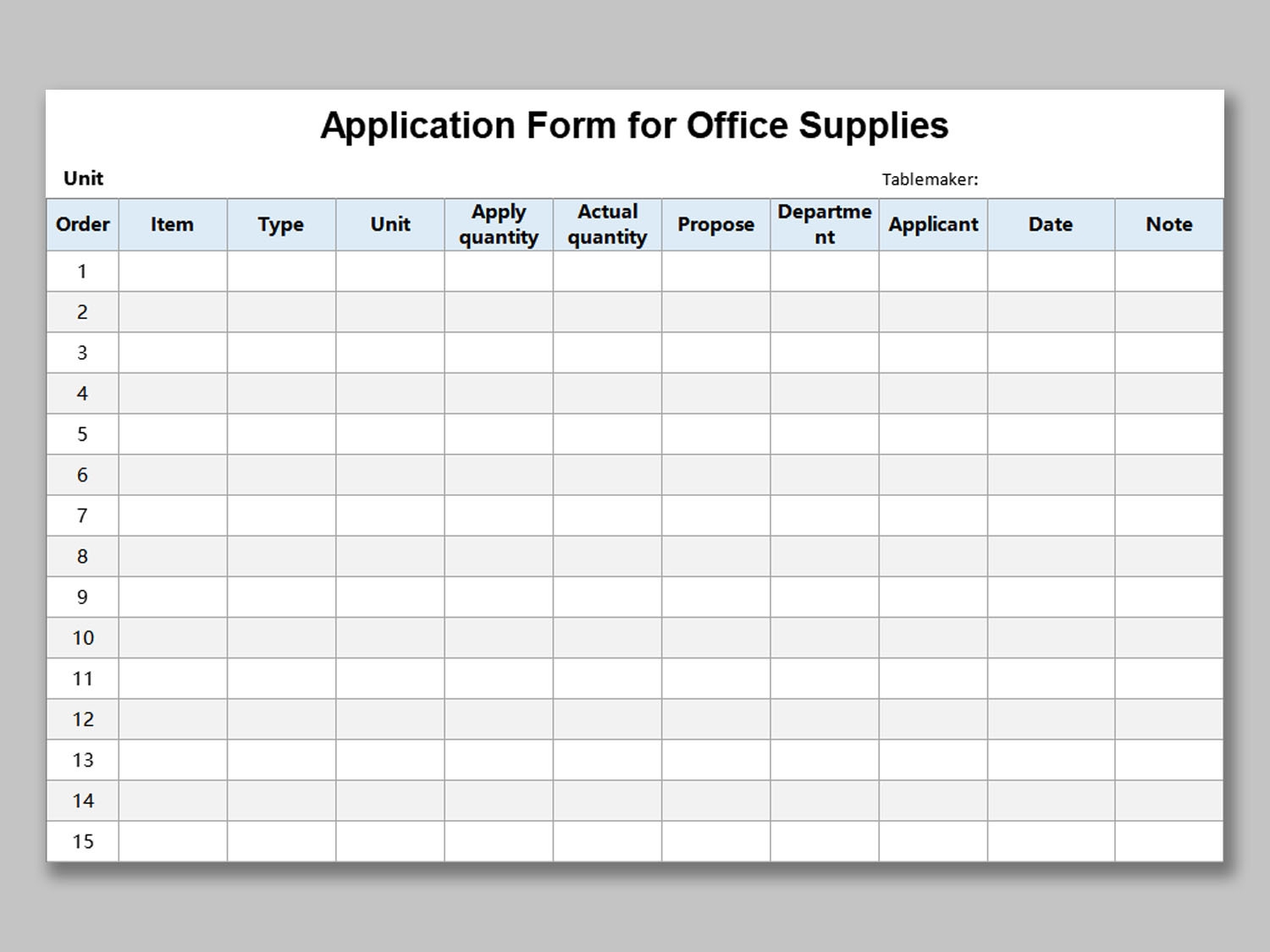 Office Supply Request Form Template