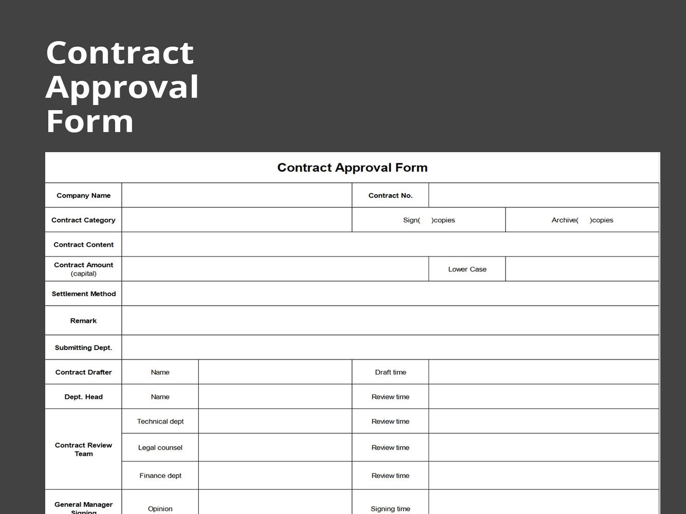 EXCEL Of Contract Approval Form xlsx WPS Free Templates