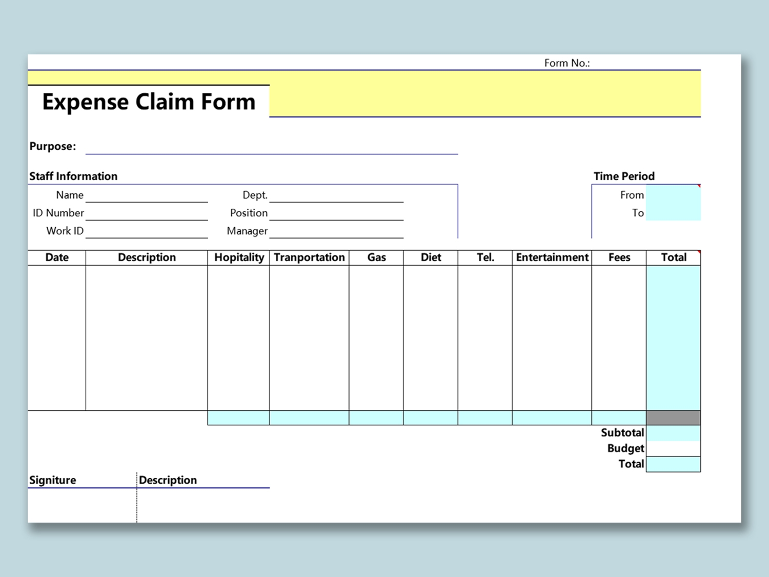EXCEL Of Expense Claim Form xlsx WPS Free Templates