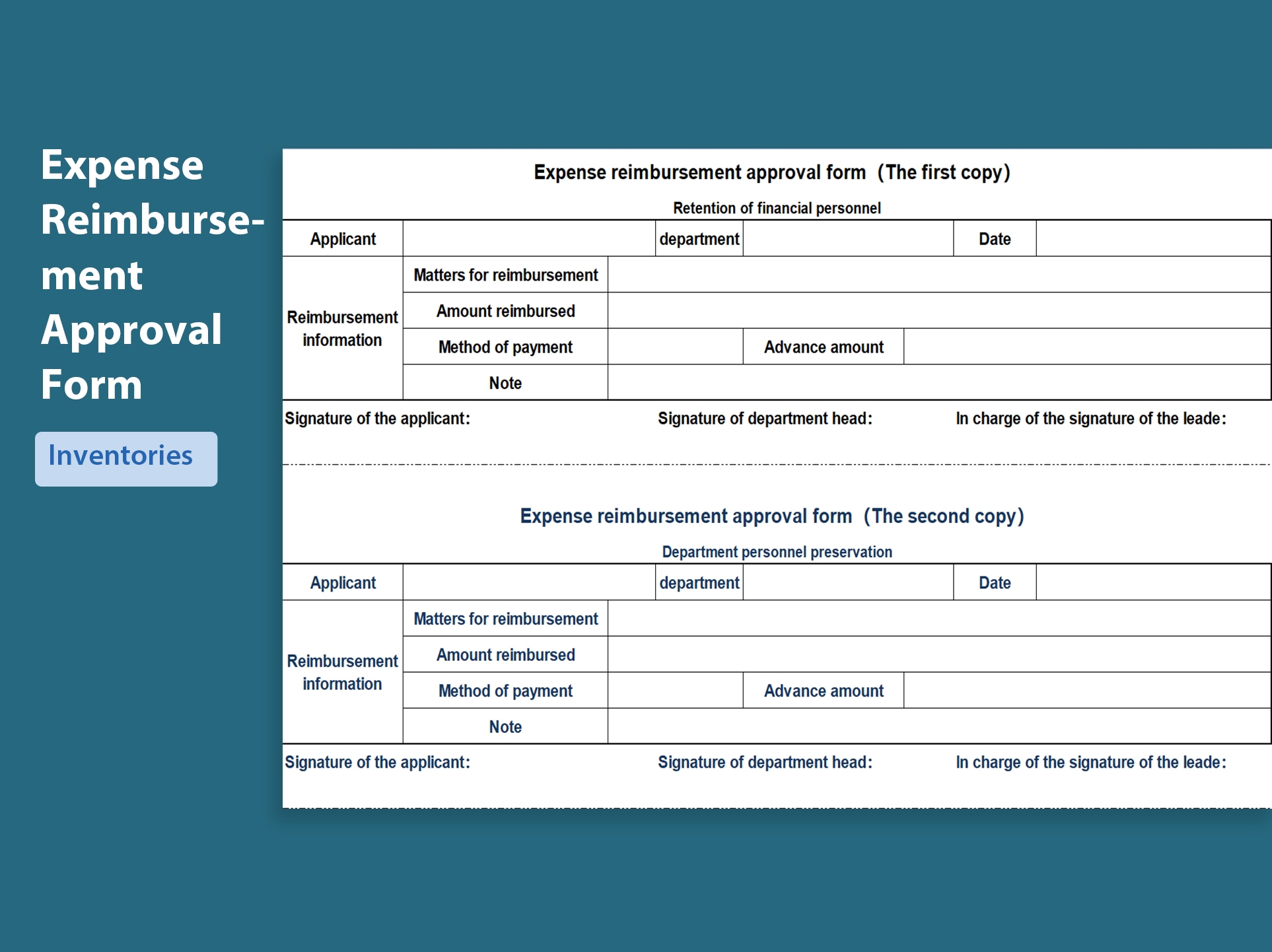 EXCEL Of Expense Reimbursement Approval Form xlsx WPS Free Templates