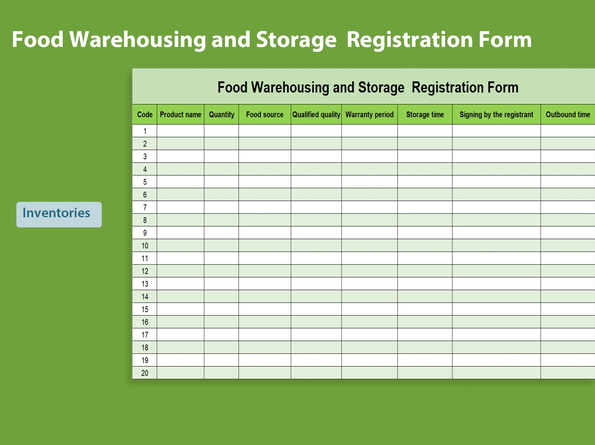Food Order Form Template Excel