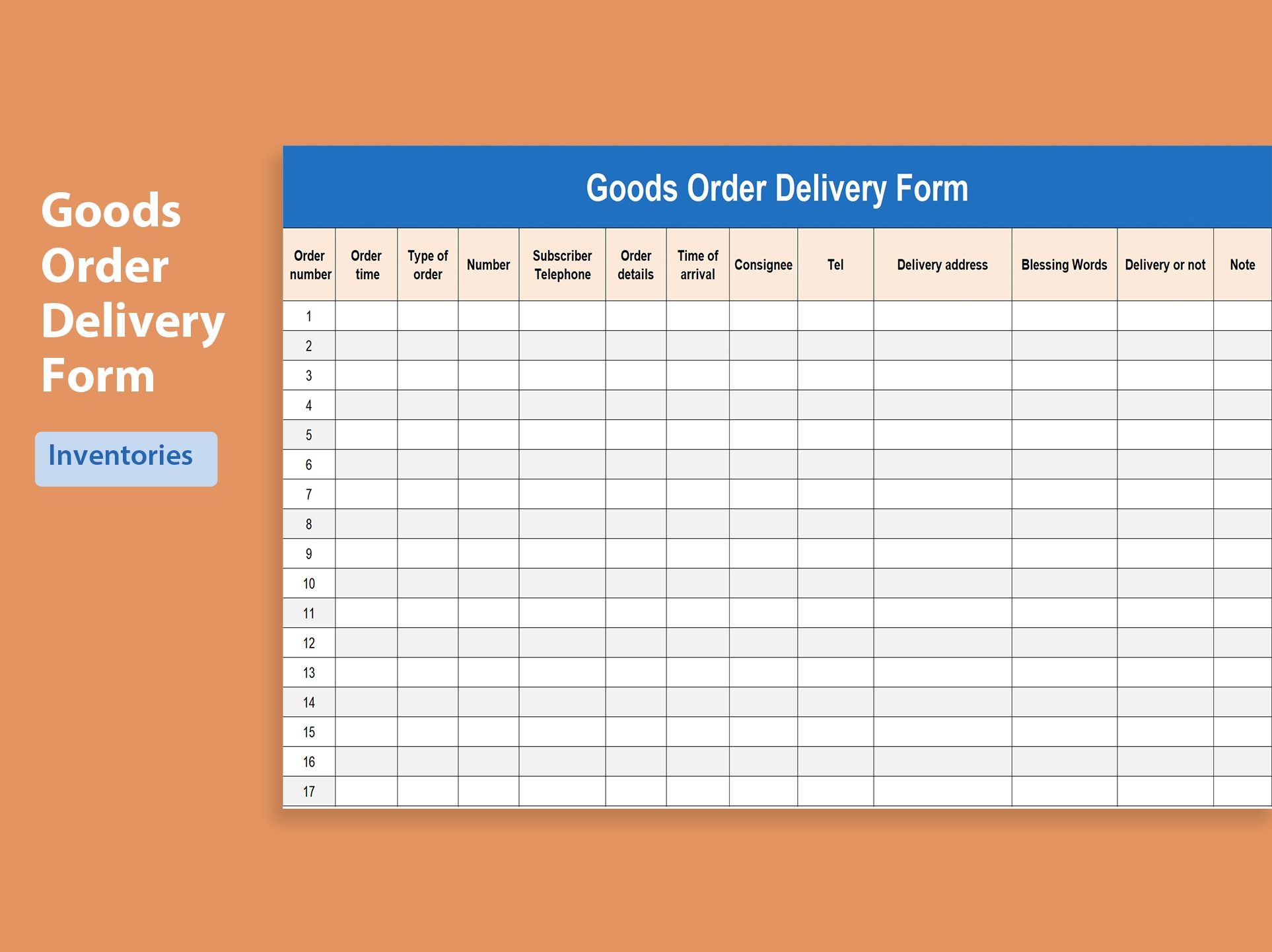 EXCEL Of Goods Order Delivery Form xls WPS Free Templates