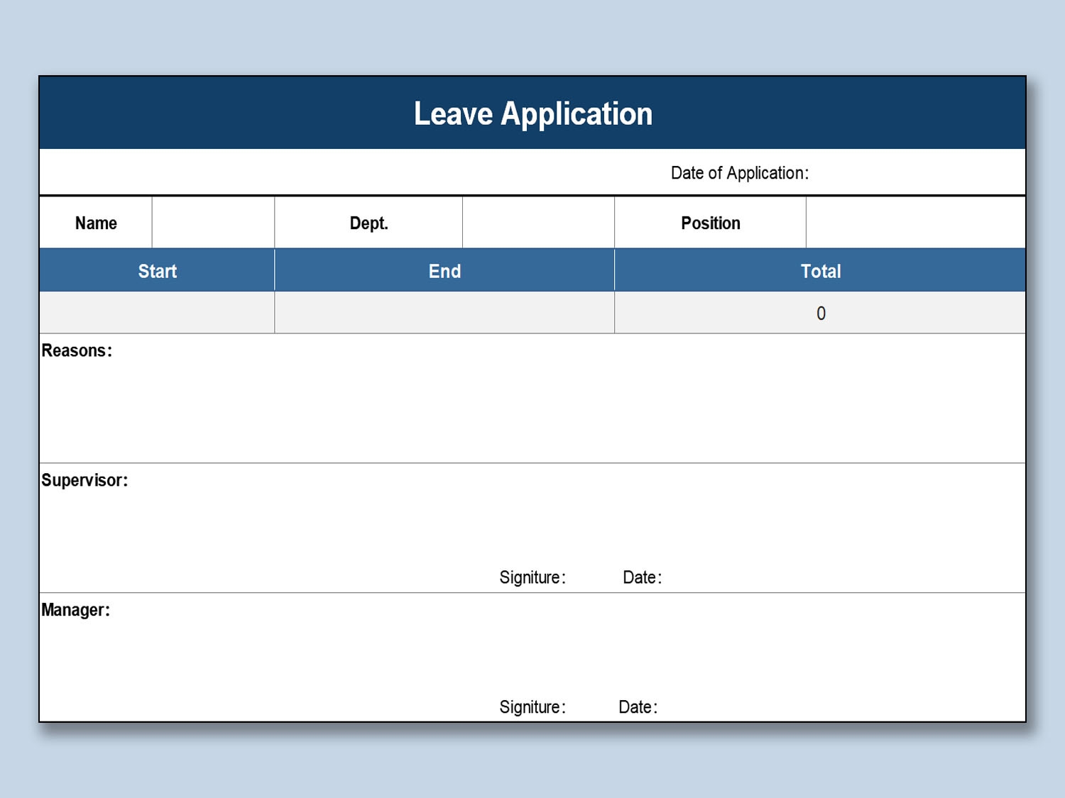 EXCEL Of Leave Application Form xlsx WPS Free Templates
