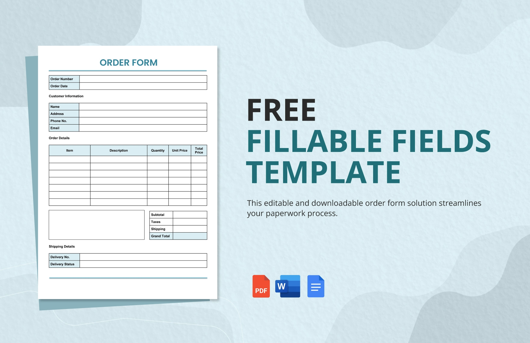 Fillable Fields Template In Word PDF Google Docs Download Template