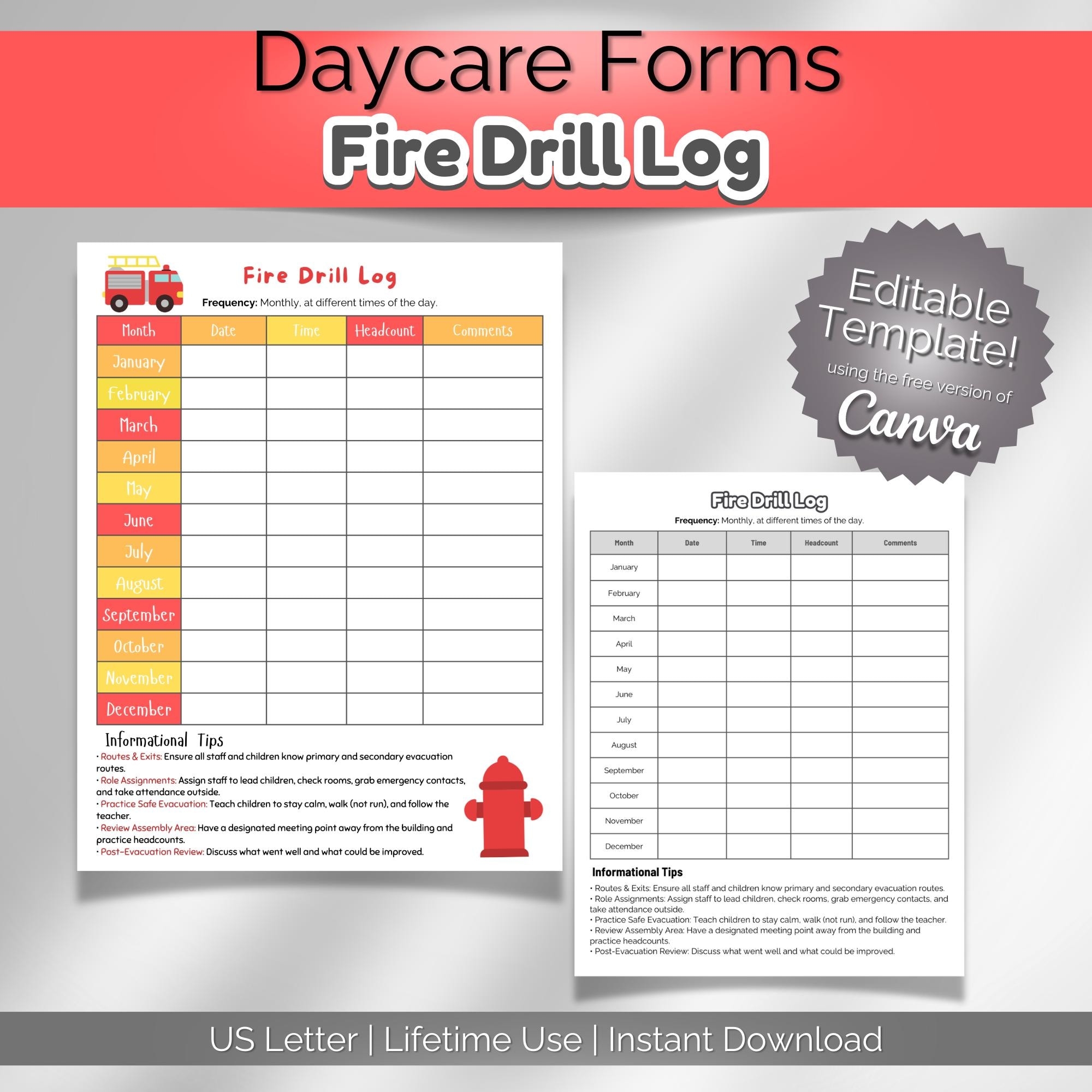 Printable Fire Drill Form Template