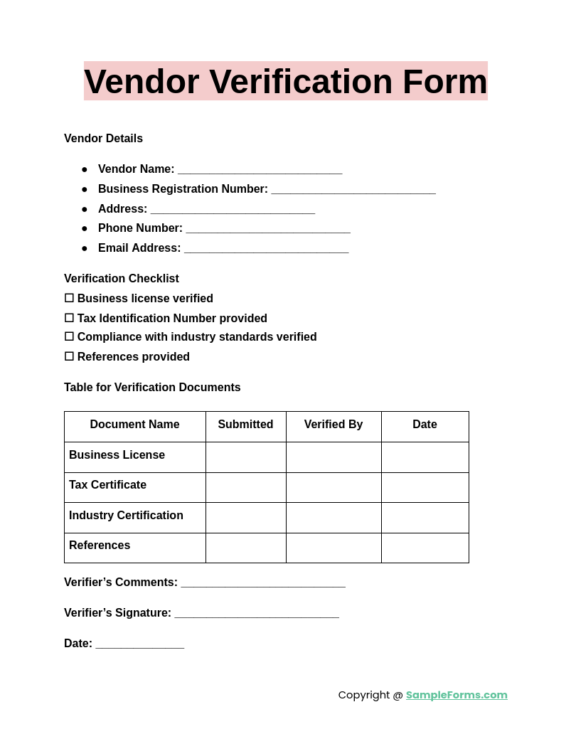 FREE 36 Vendor Form Samples PDF MS Word Google Docs Excel