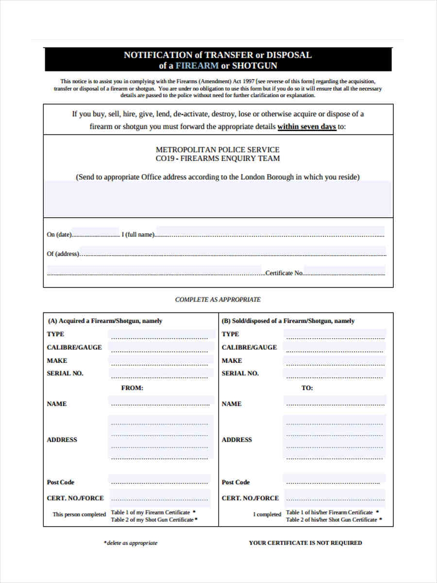 FREE 5 Notice Of Disposal Forms In MS Word PDF