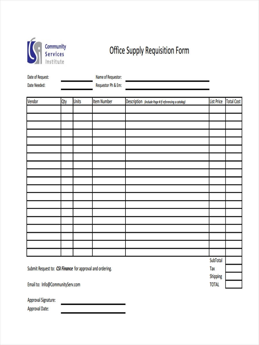 FREE 8 Supply Requisition Forms In PDF Excel