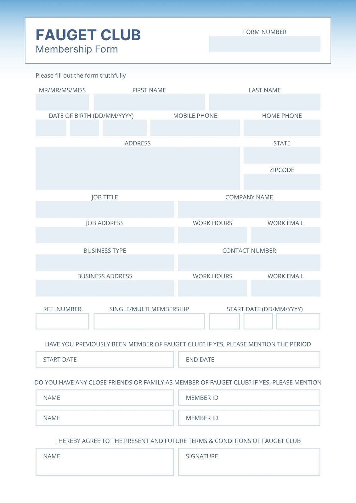 Free And Customizable Membership Templates