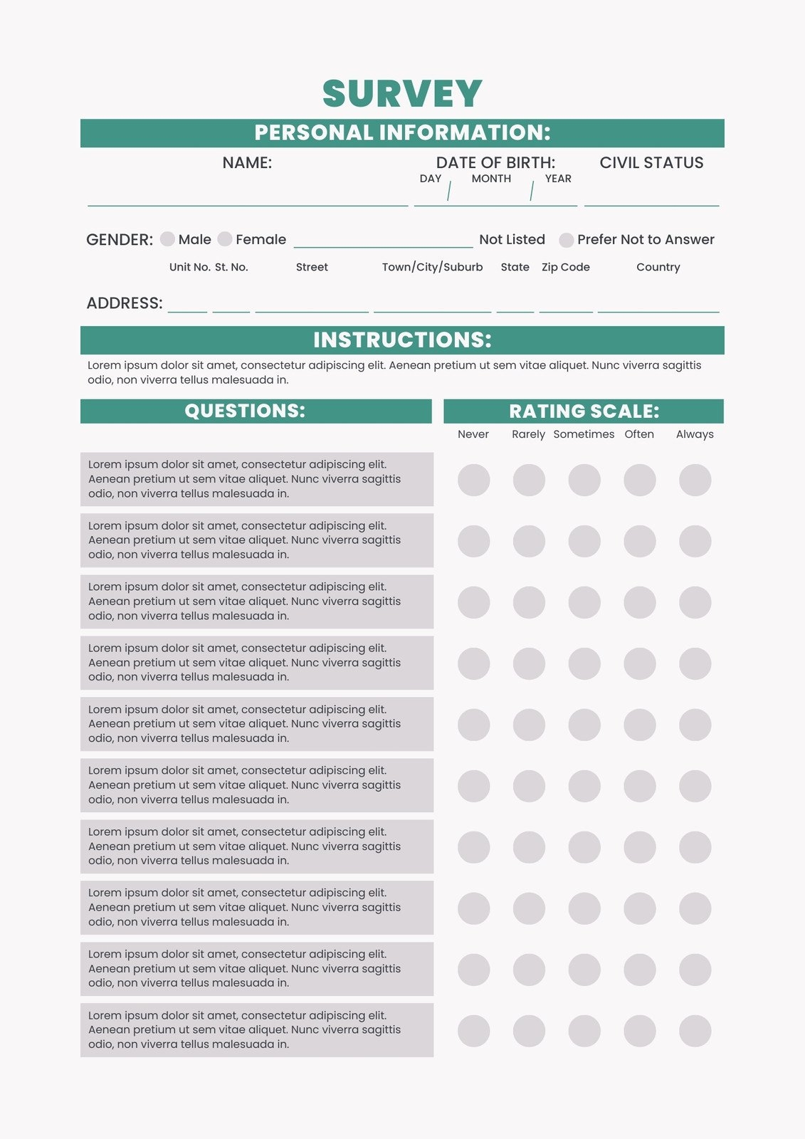 Free And Customizable Survey Templates
