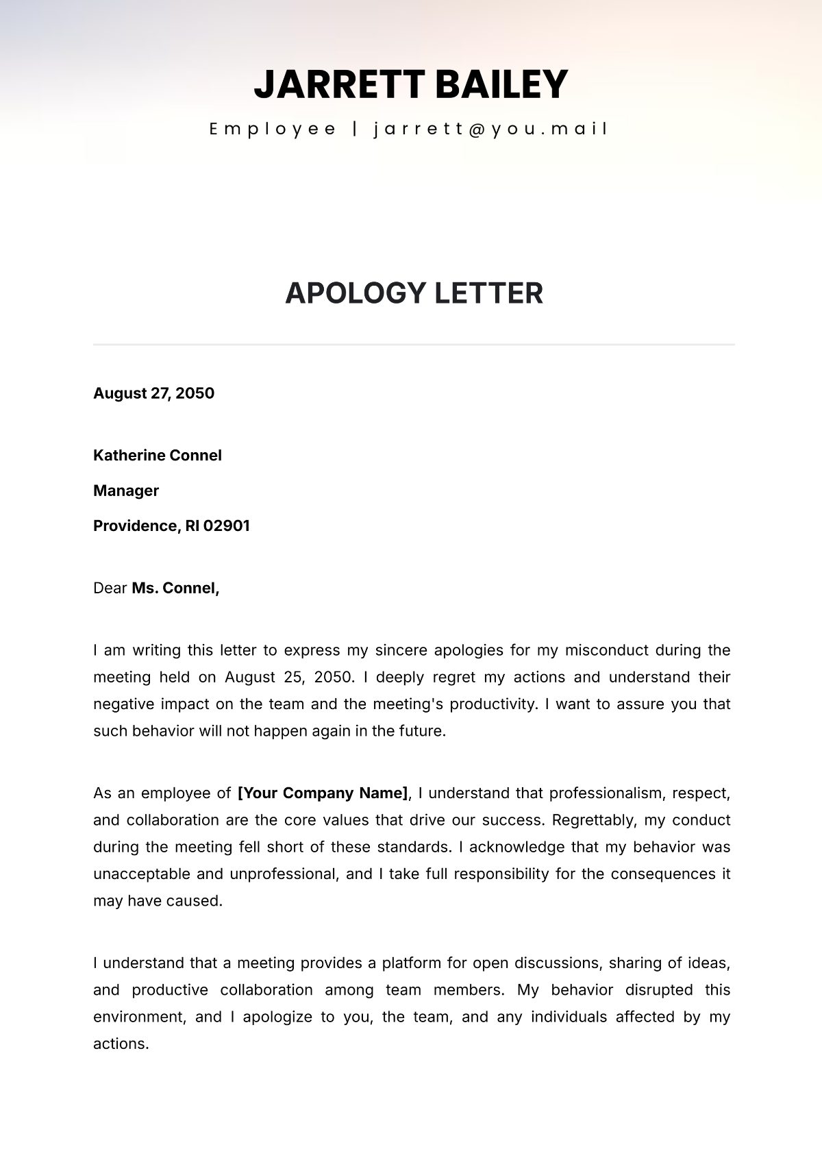 Free Apology Letter Templates Editable And Printable