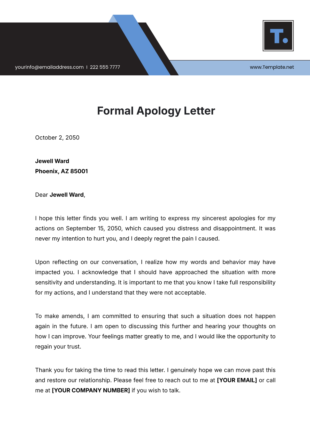 Free Apology Letter Templates Editable And Printable