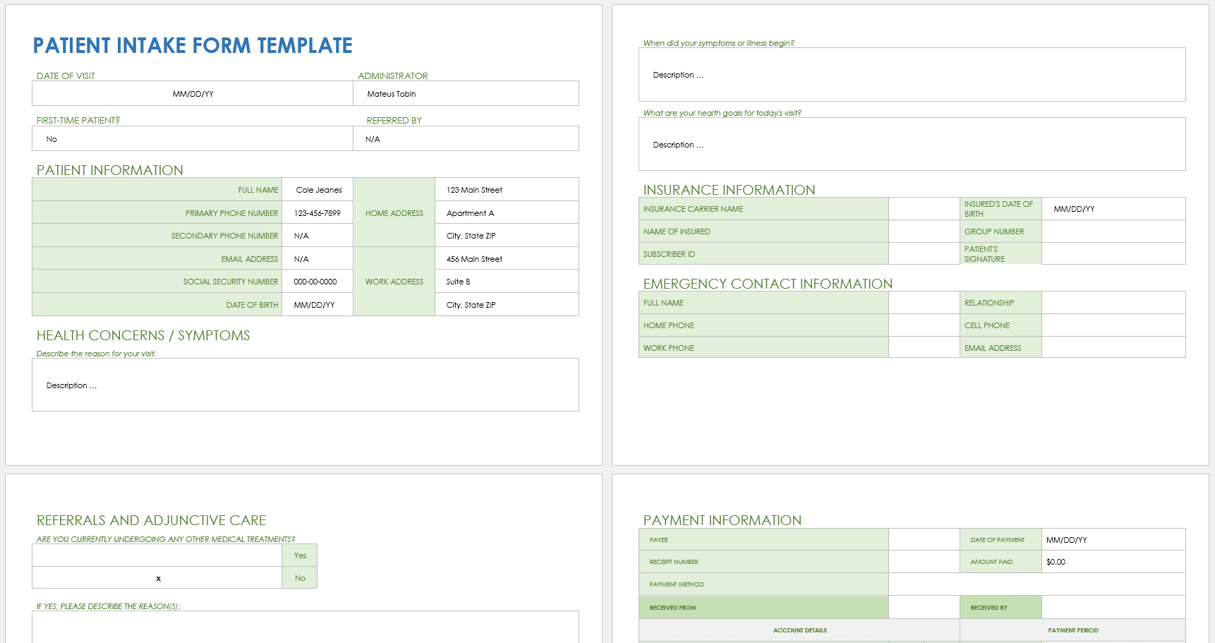 Massage Intake Form Template