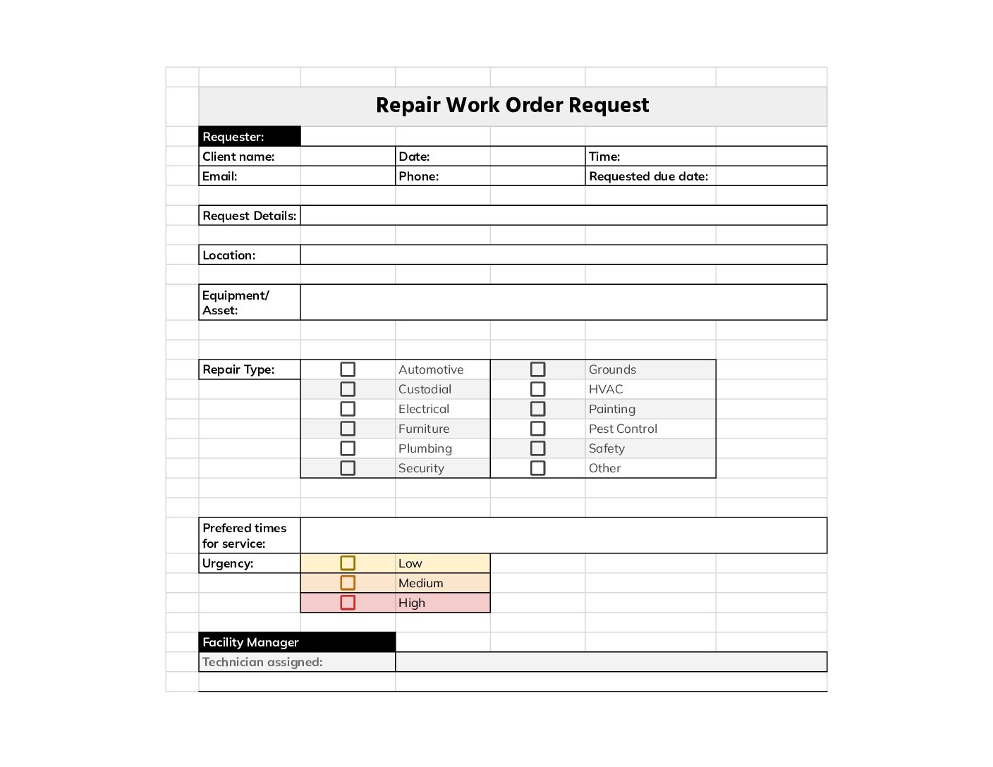 Free Customizable Work Order Templates FMX