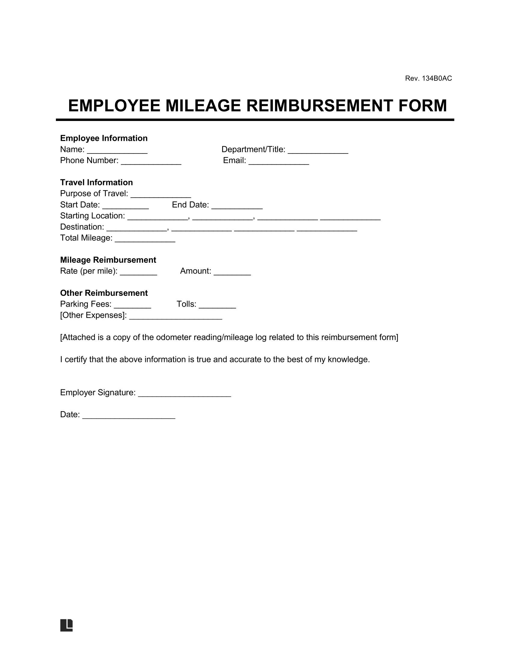 Free Employee Expense Reimbursement Form Legal Templates