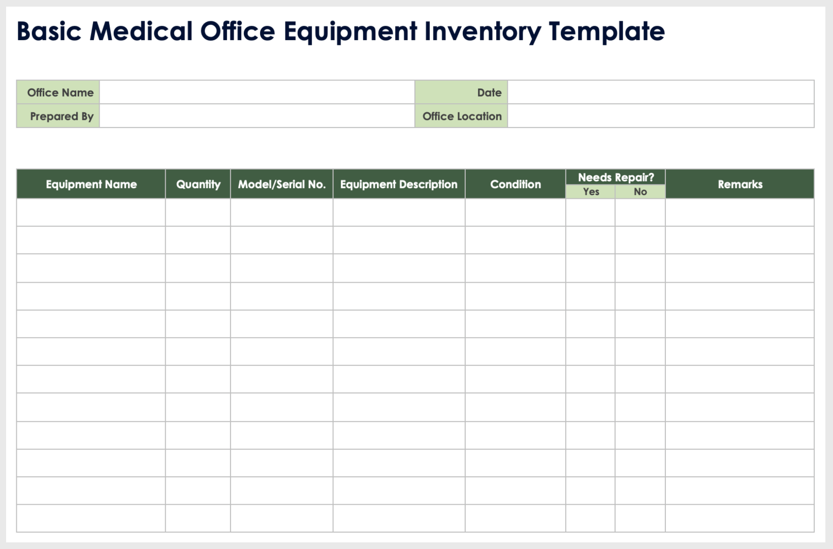Free Equipment Inventory Templates Spreadsheets All Formats