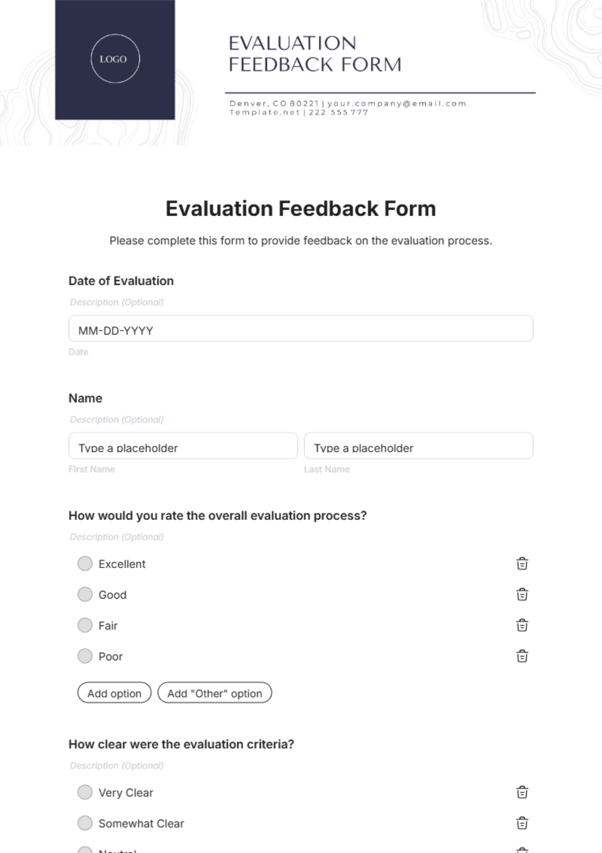 Evaluation Form Template
