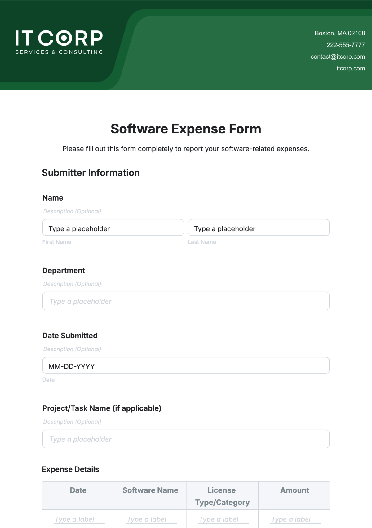 Free Expense Form Templates To Edit Online
