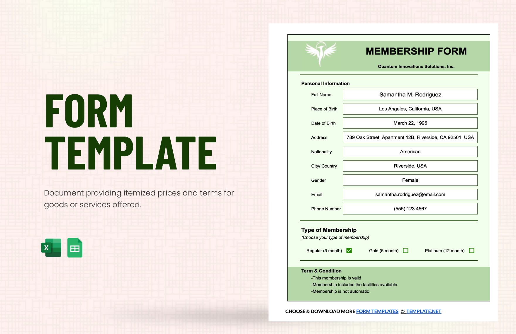 Free Form Templates In Excel To Download