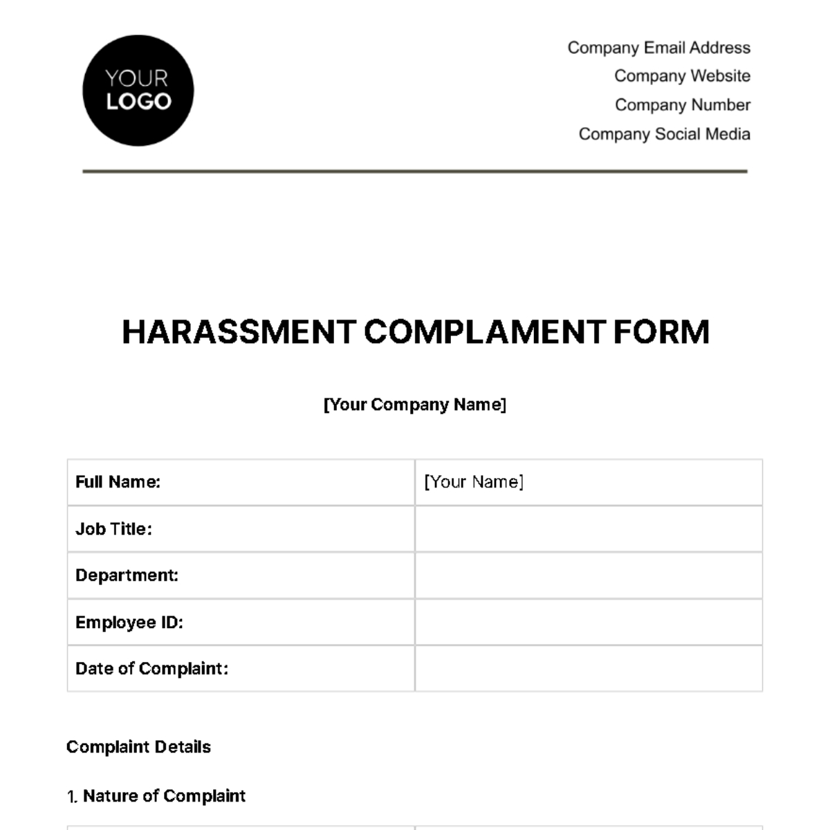 Free Forms HR Templates To Edit Online