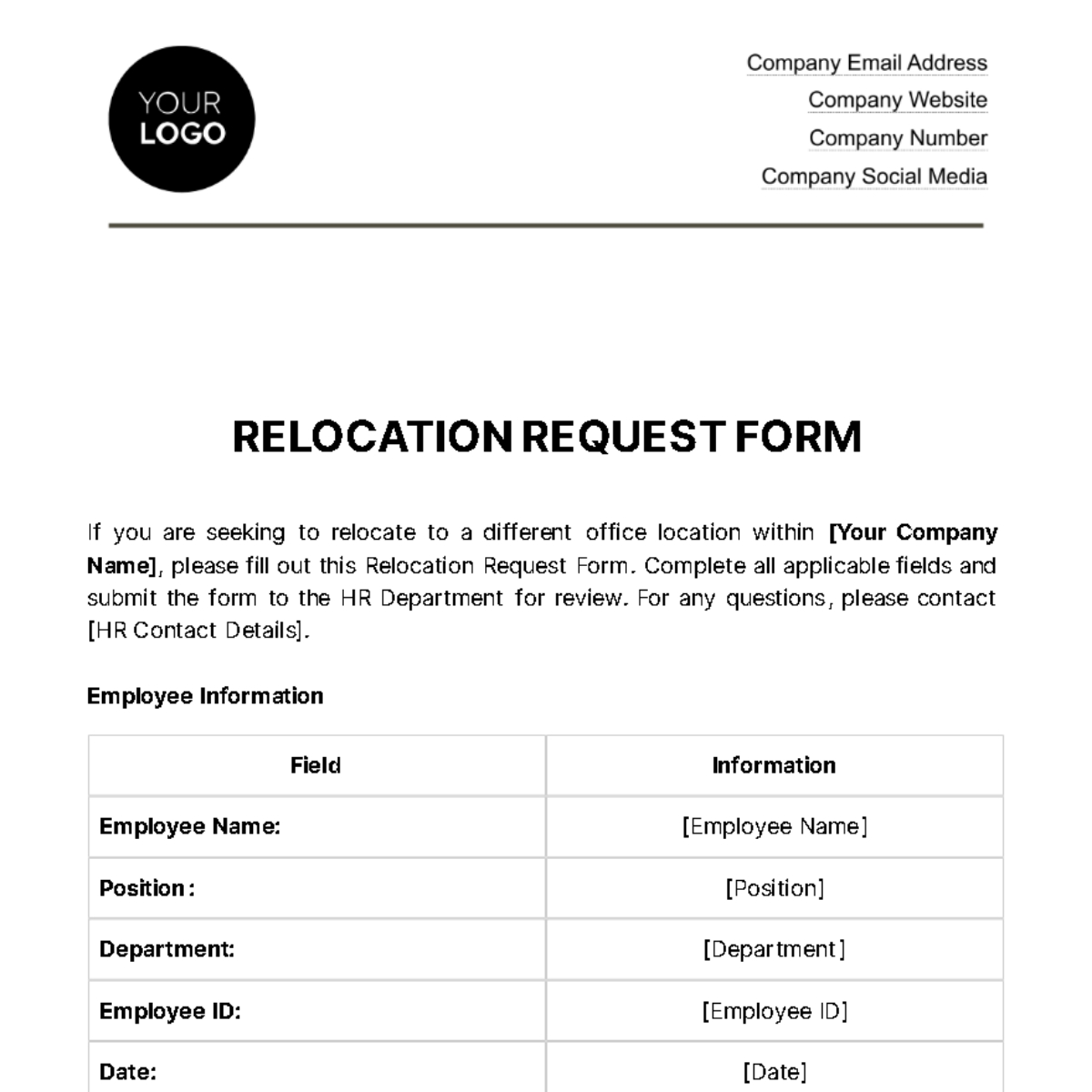 Free Forms HR Templates To Edit Online