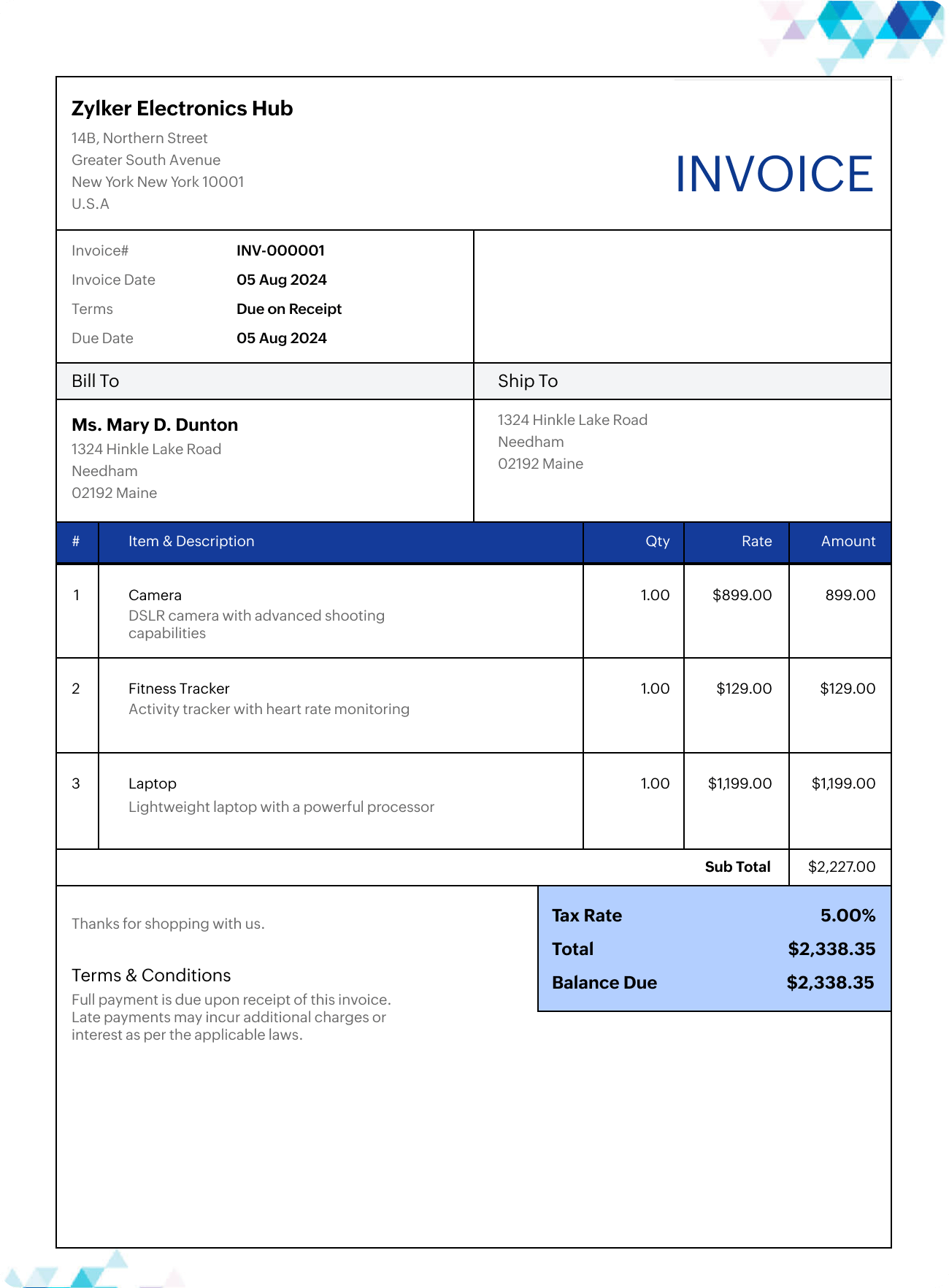 Free Invoice Template Excel For Download