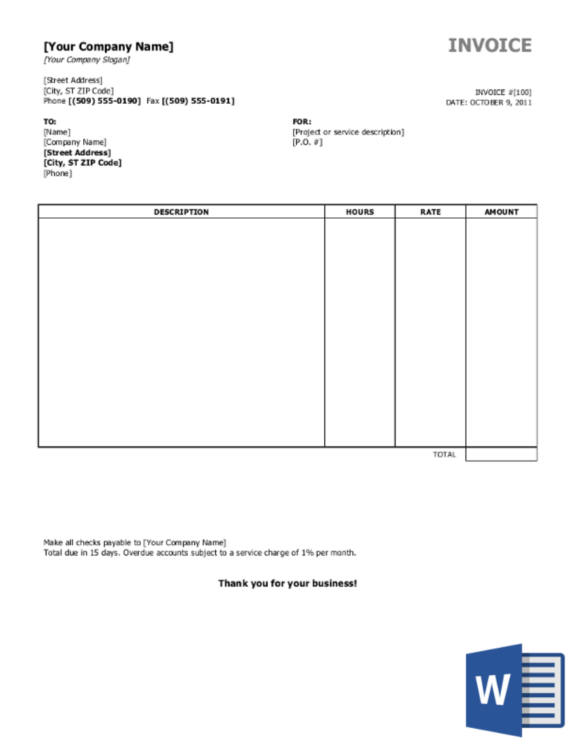 Free Invoice Forms Templates