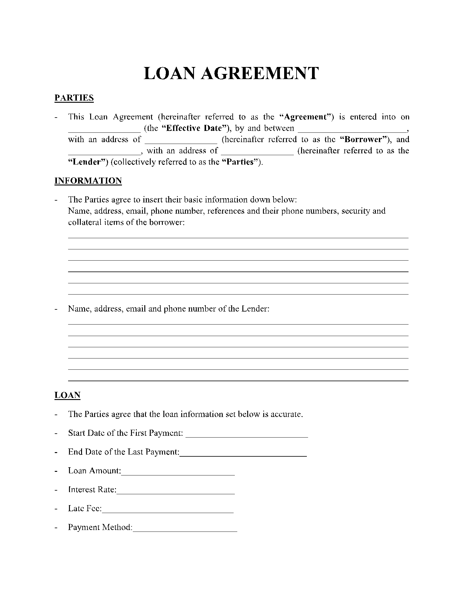 Free Loan Agreement Template 2021 Updated CocoSign