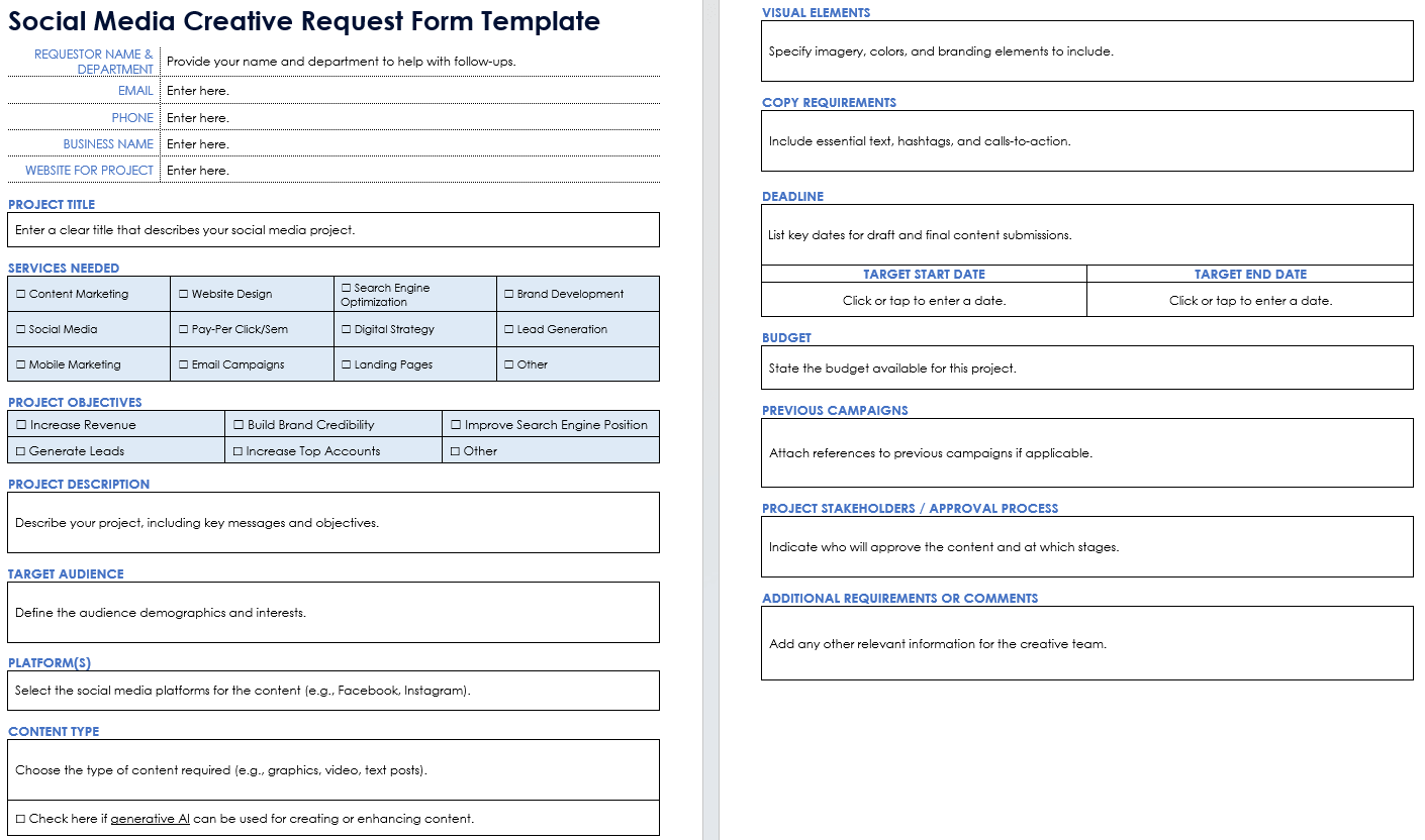 Free Marketing Request Forms Templates Examples