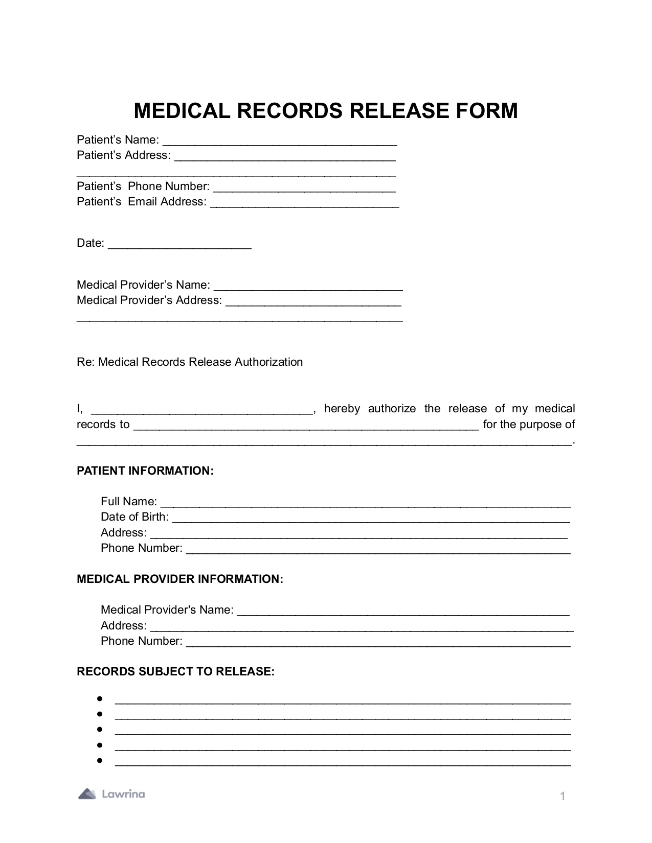 Release Form Template