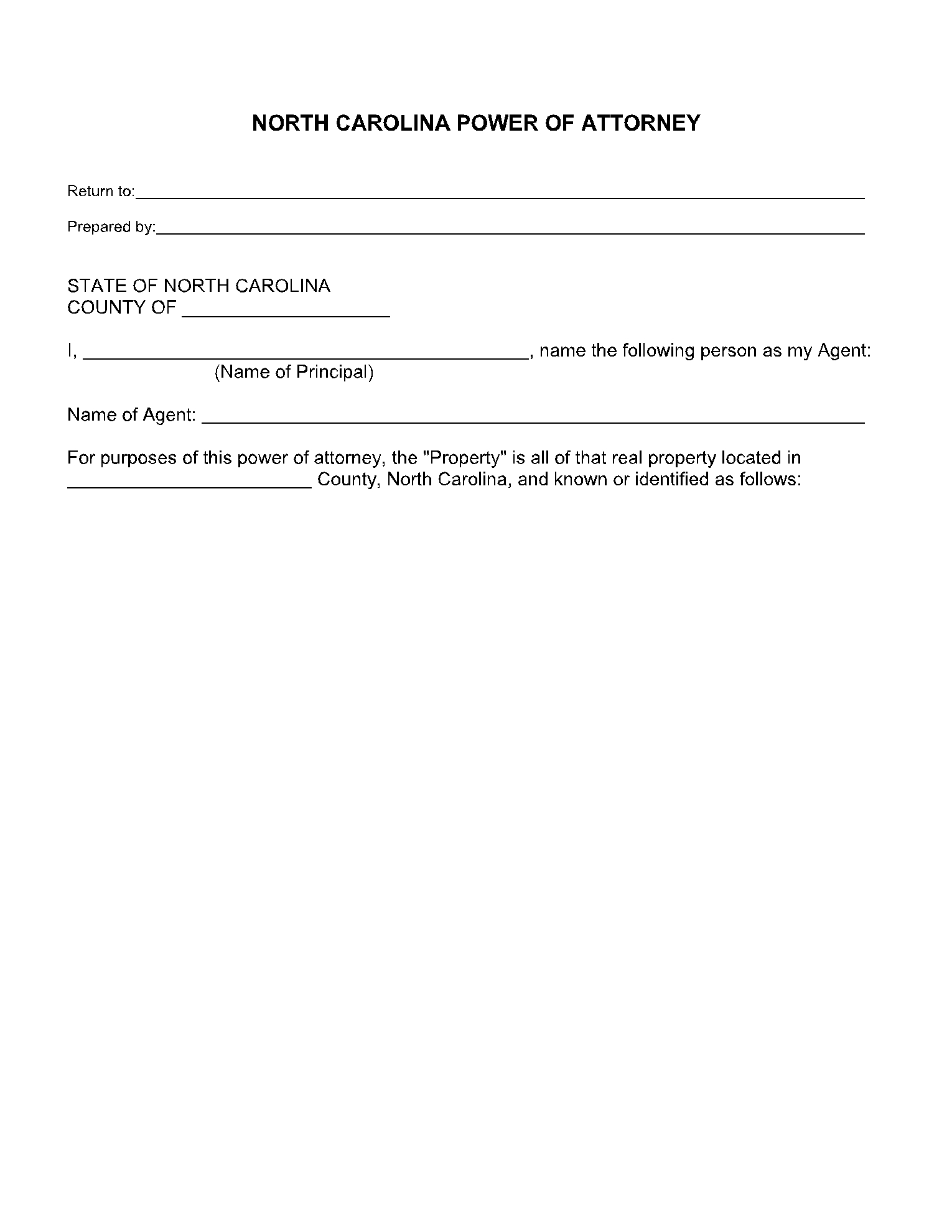 Power Of Attorney Form Template