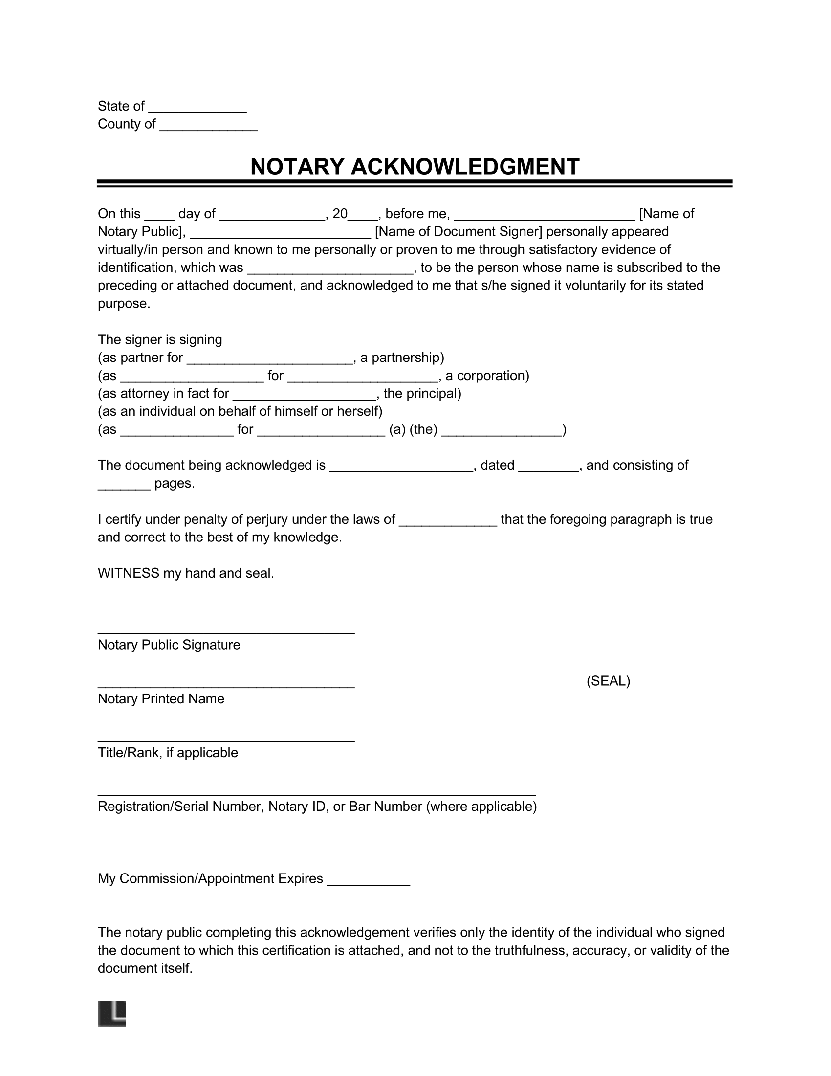 Acknowledgement Form Template