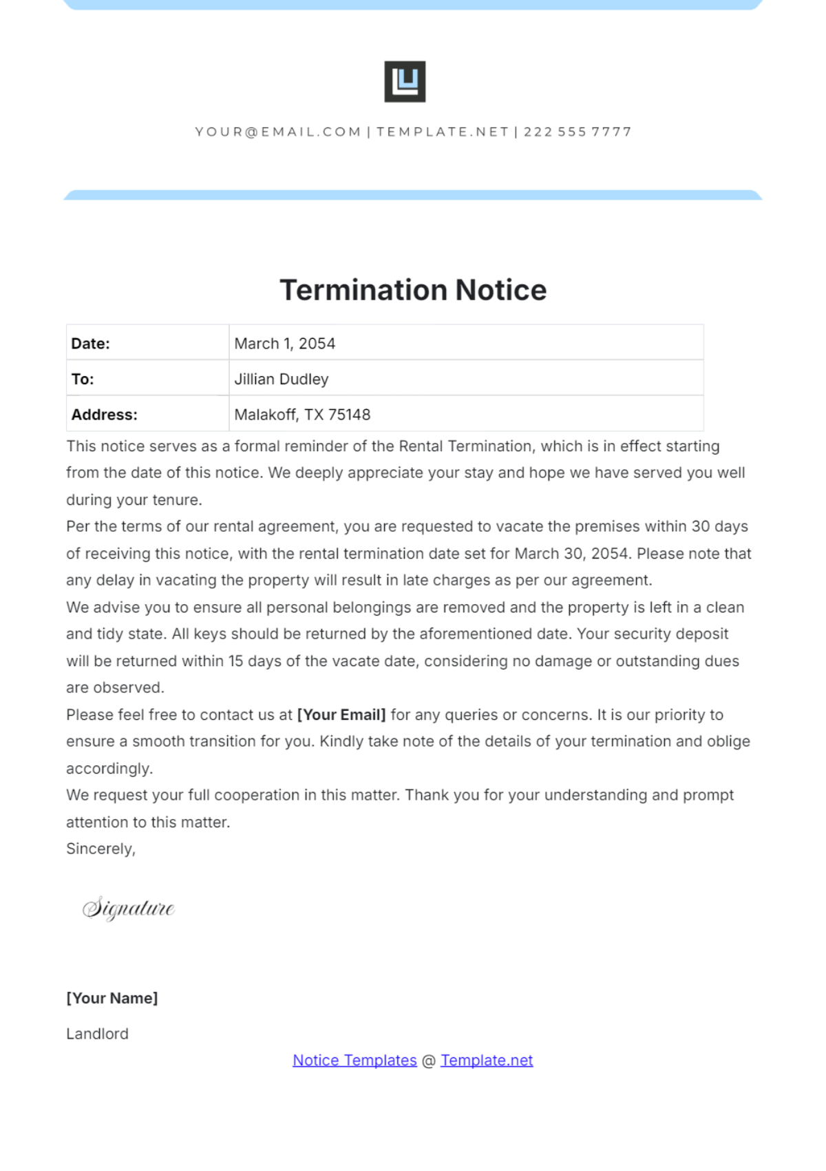 Free Notice Templates Editable And Printable
