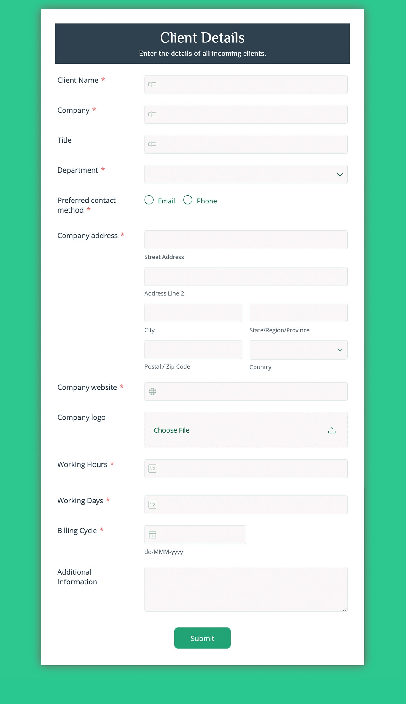 Free Online Form Templates HTML Form Templates Zoho Forms