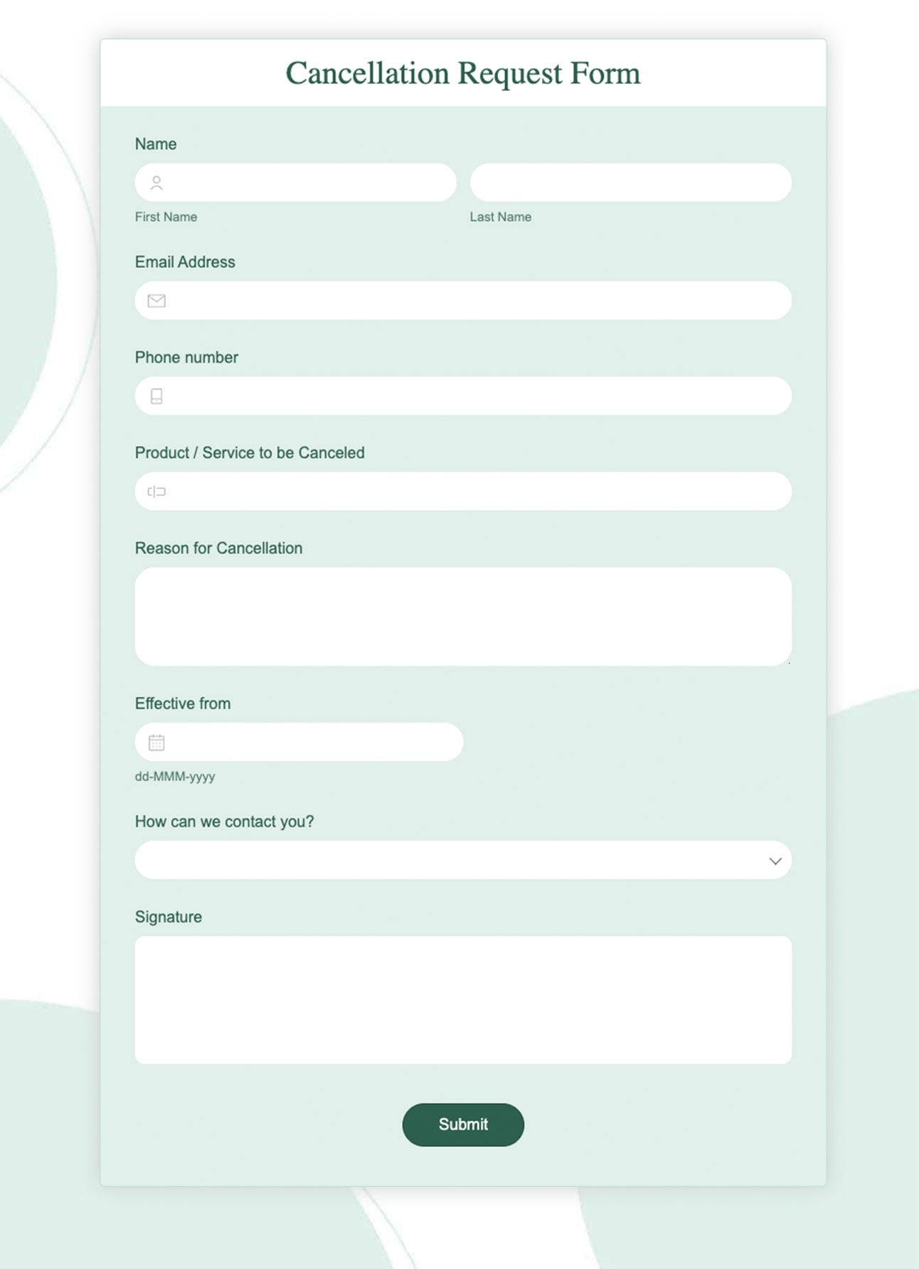 Free Online Form Templates HTML Form Templates Zoho Forms
