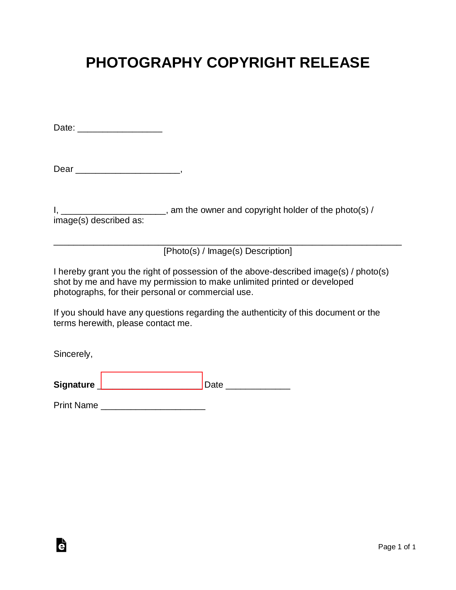 Free Photo Release Forms 7 PDF Word EForms