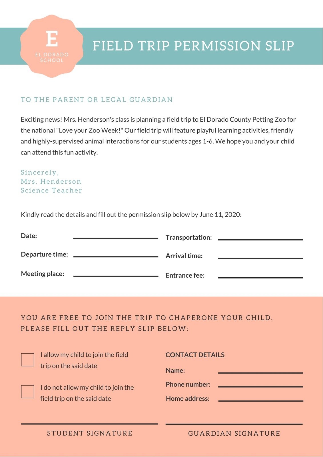 Travel Permission Form Template