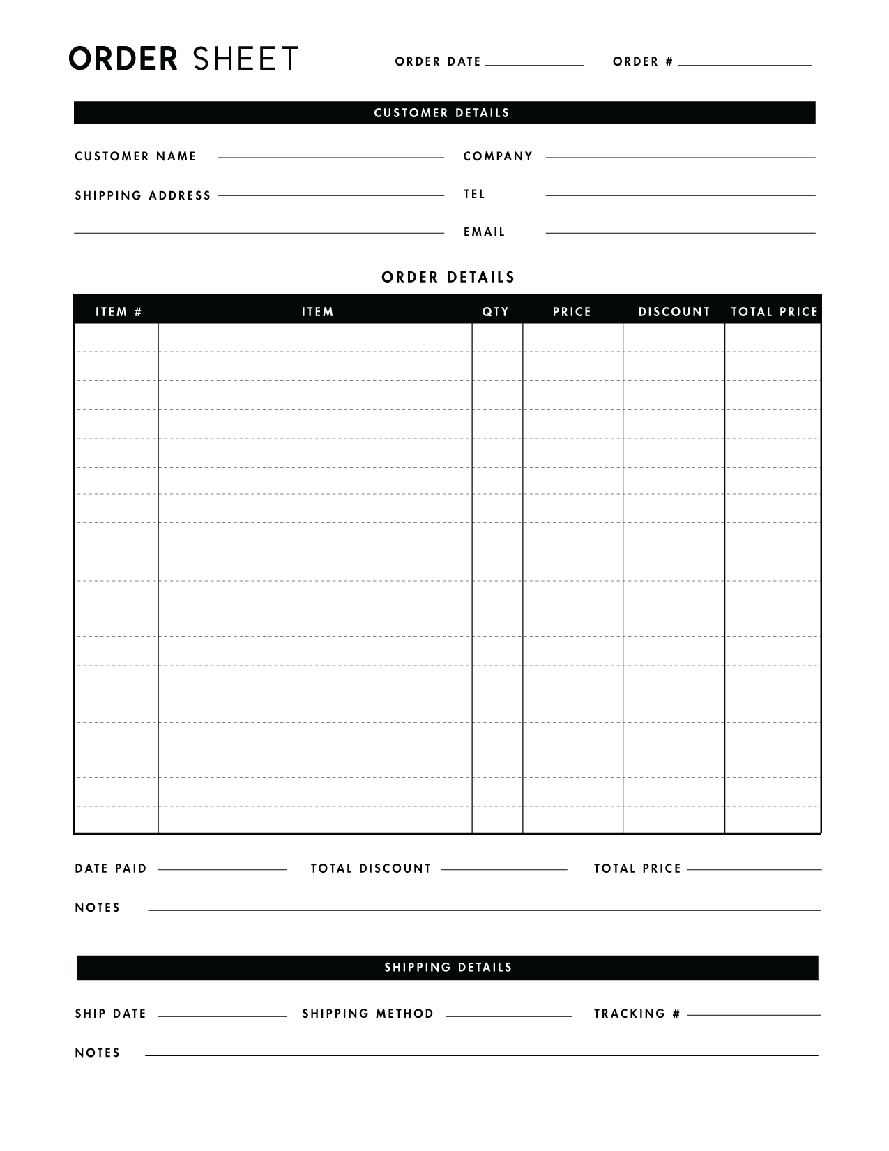 Order Form Templates