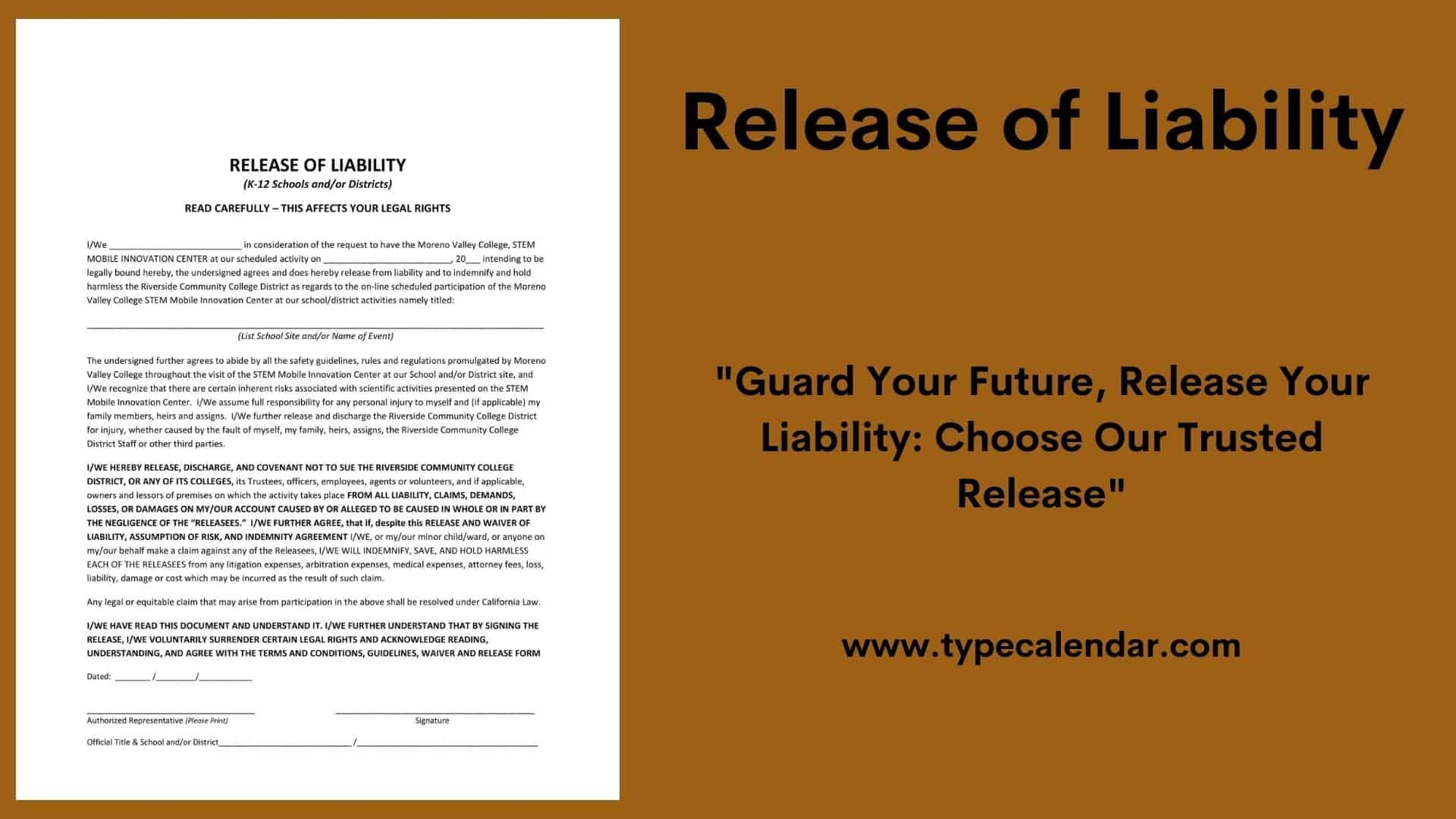 Free Printable Release Of Liability Templates Word PDF Car Accident
