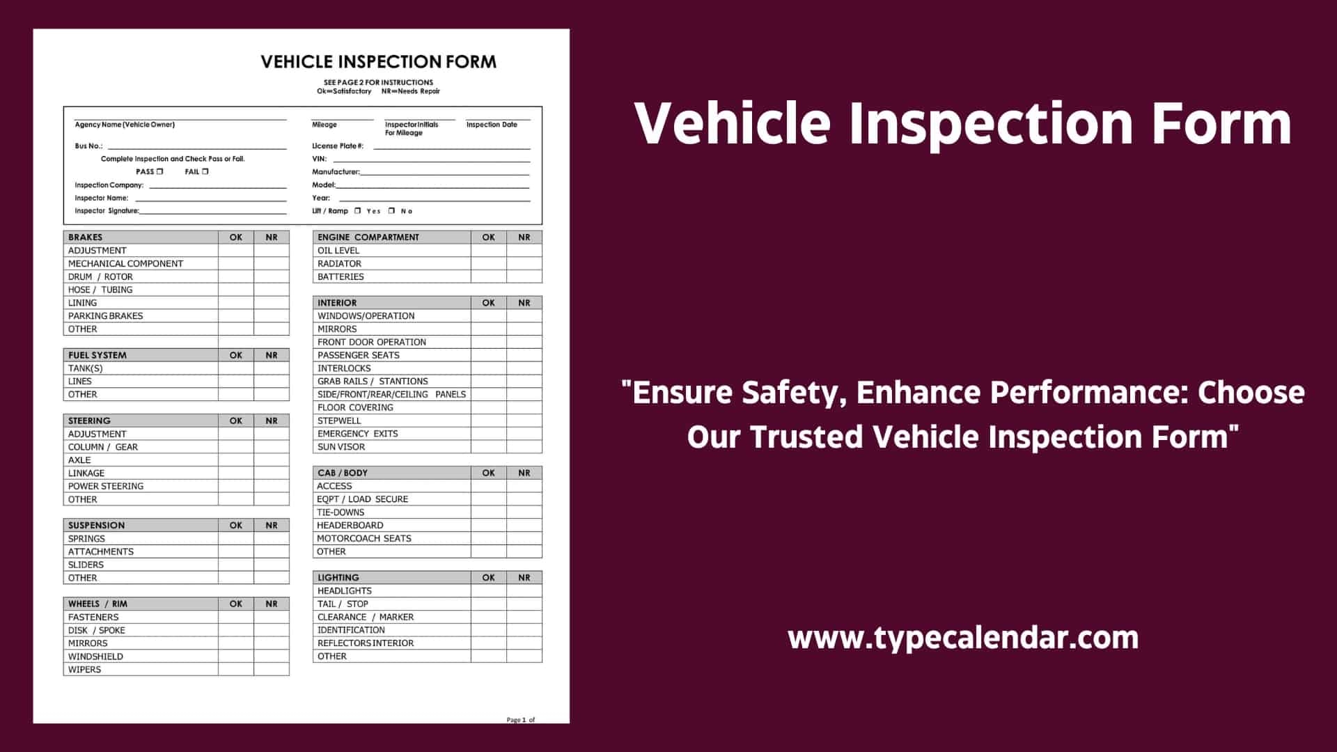 Car Inspection Form Template