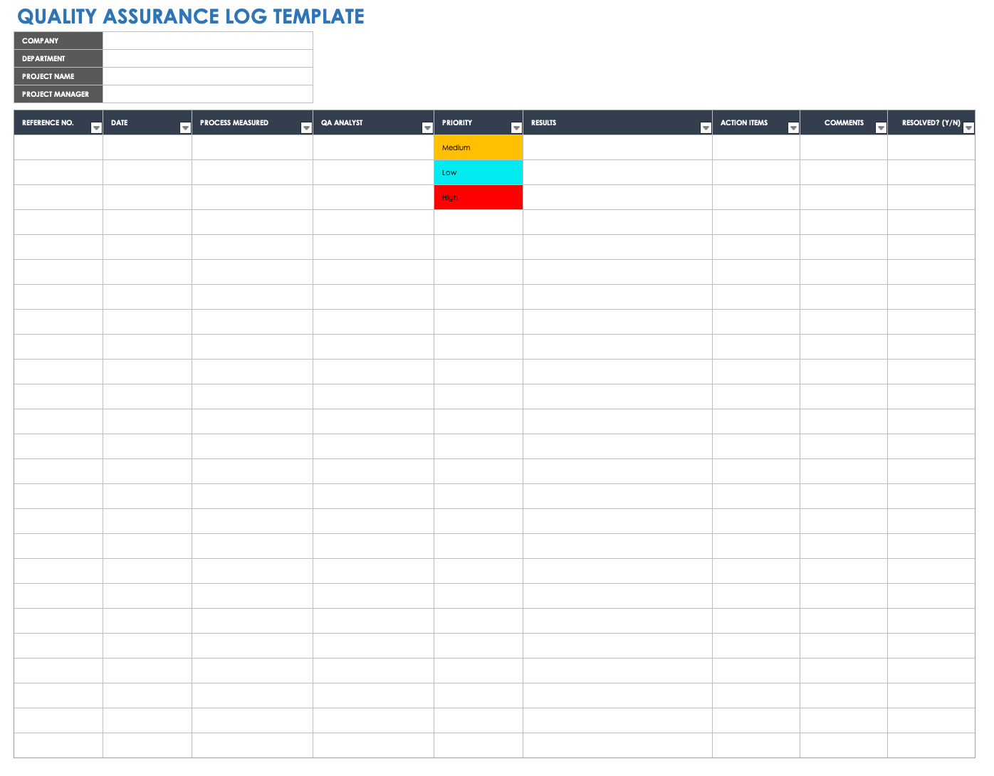 Qa Form Template