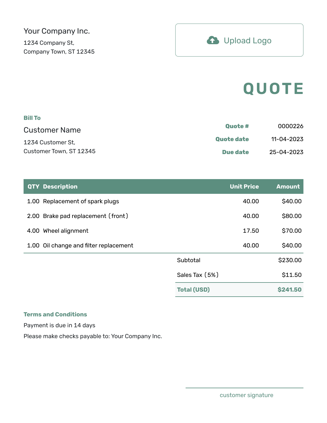Free Quote Template Business Templates Docelf