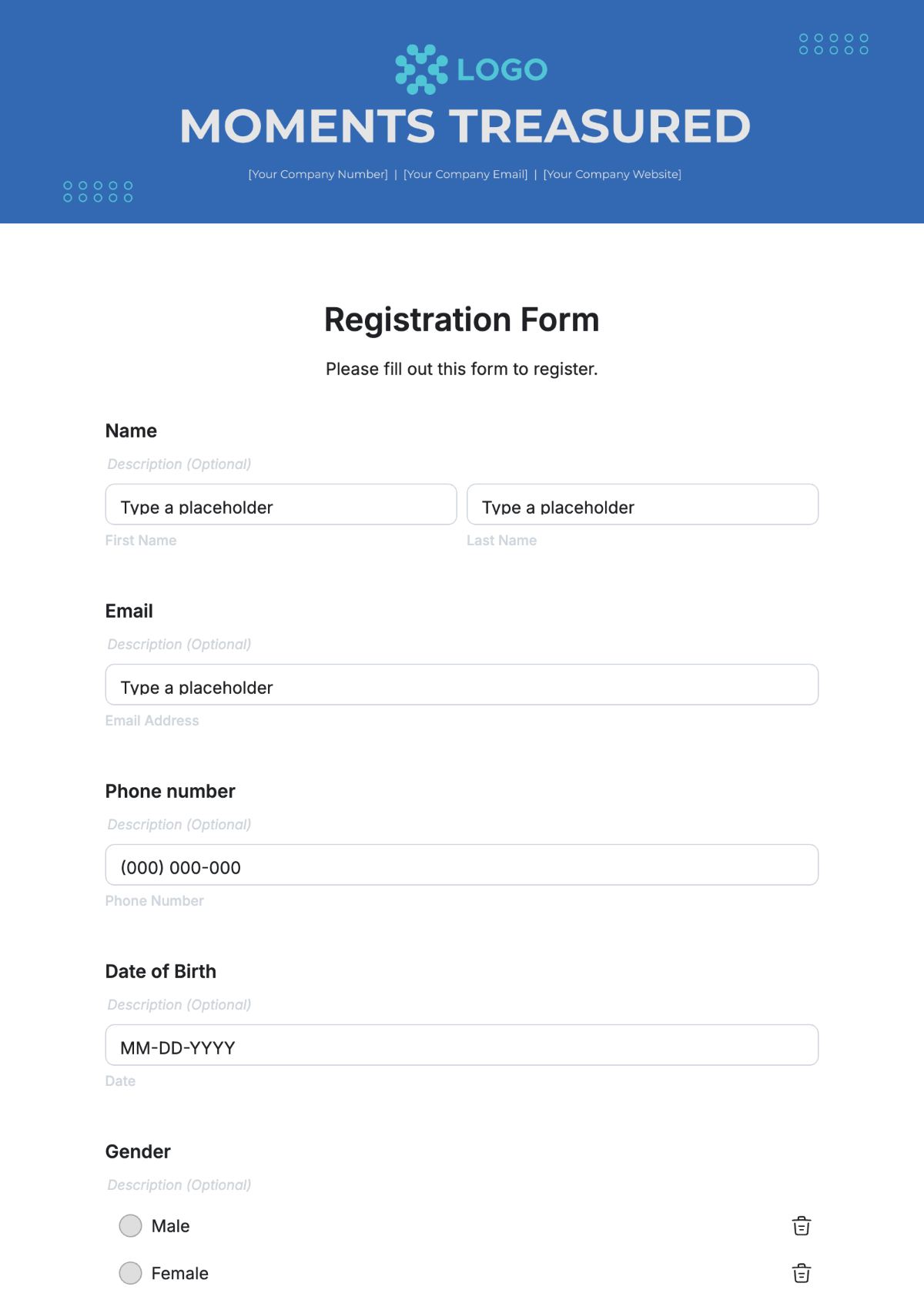 Job Fair Registration Form Template