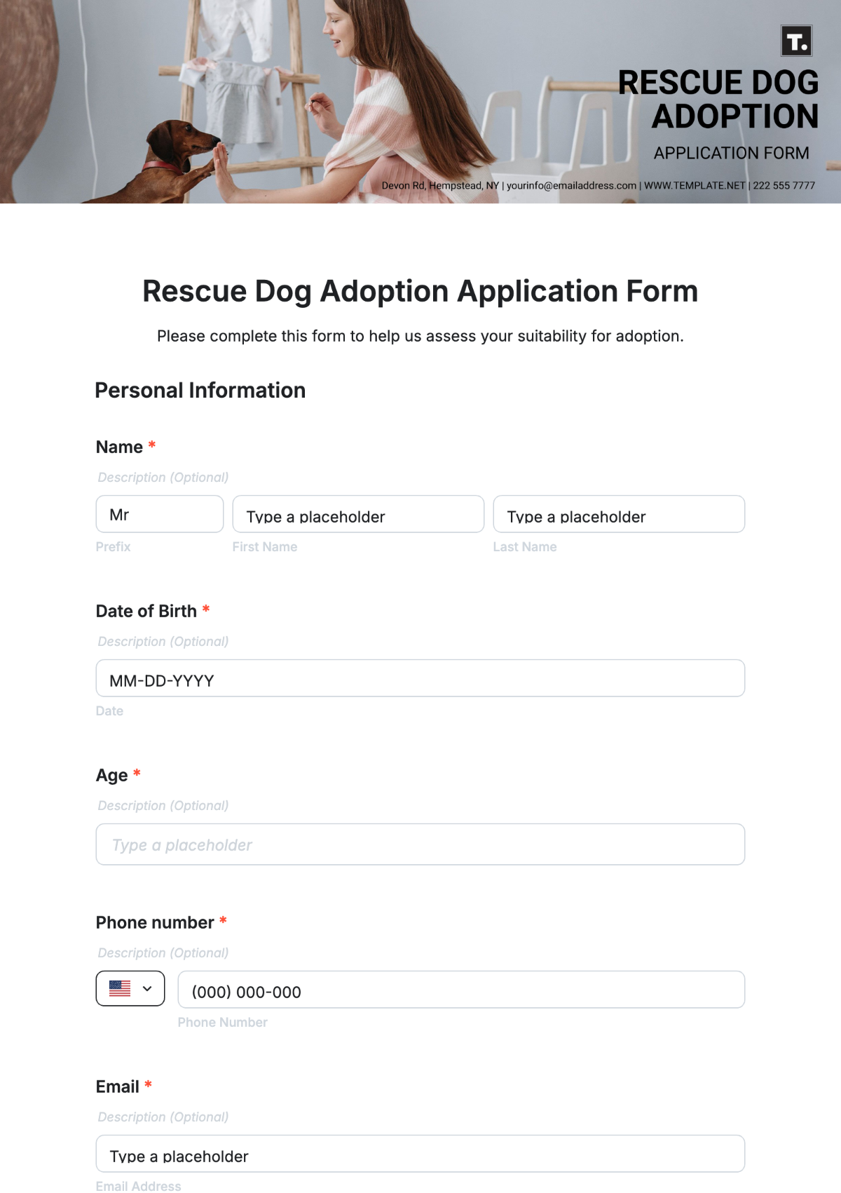 Animal Adoption Form Template