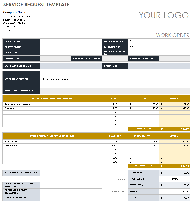 Free Service Request Forms And Templates Smartsheet