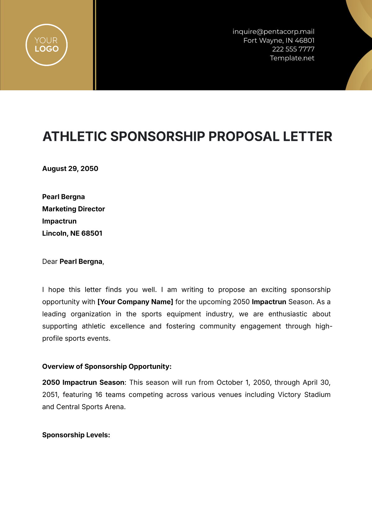 Baseball Sponsorship Form Template