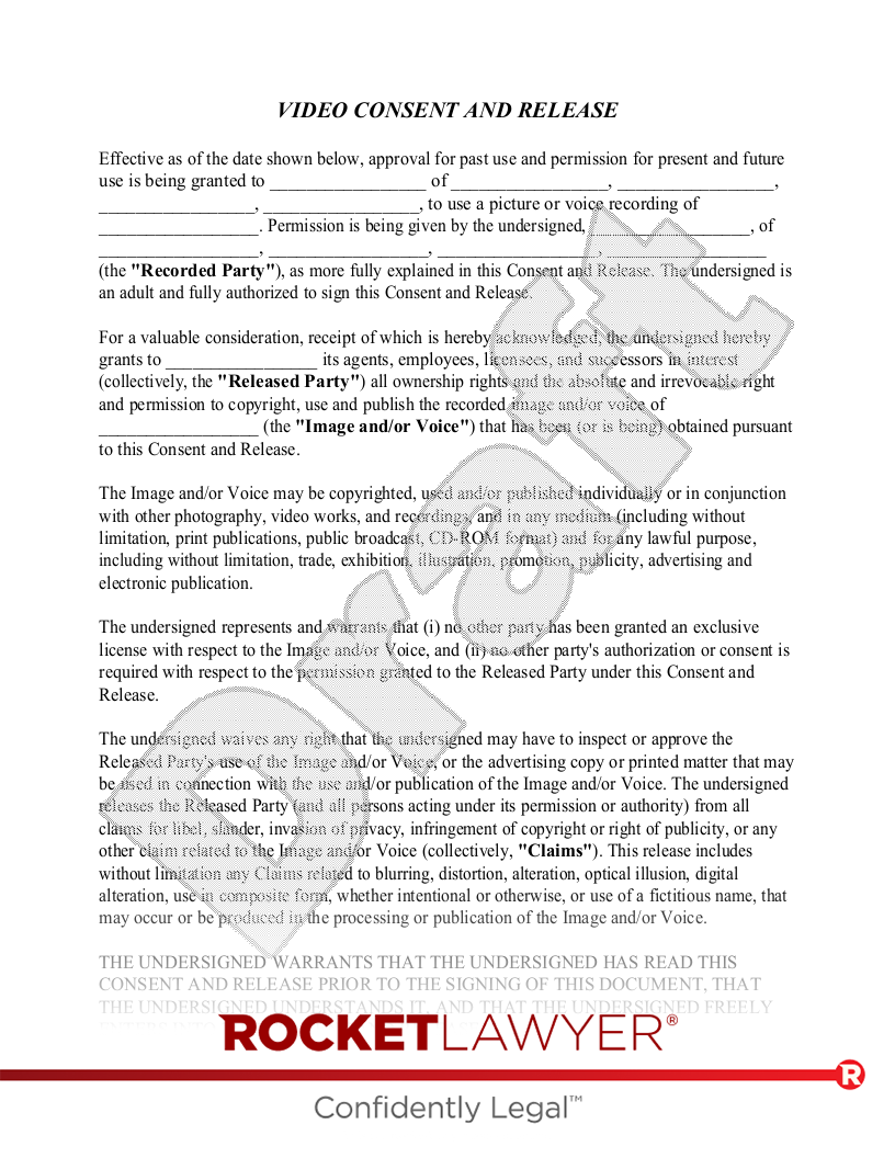 Video Release Form Template